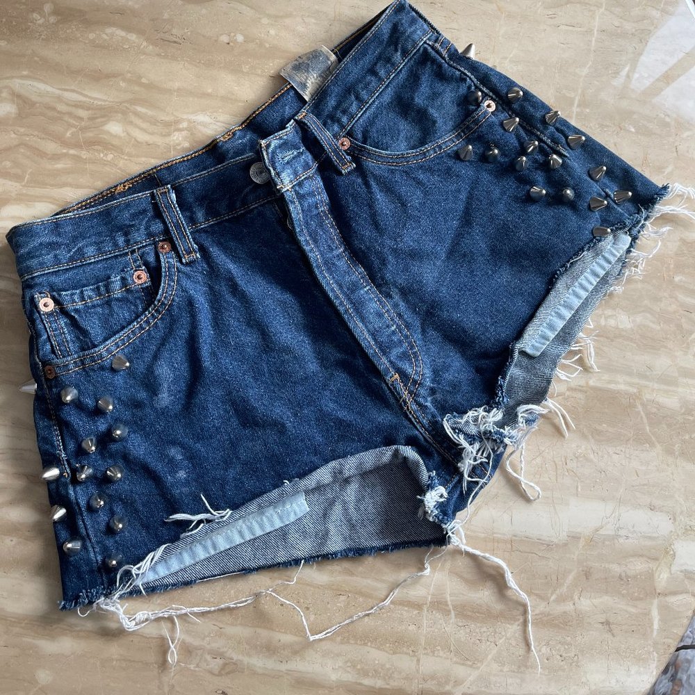Denim Cutoff Shorts with Stud Size 4